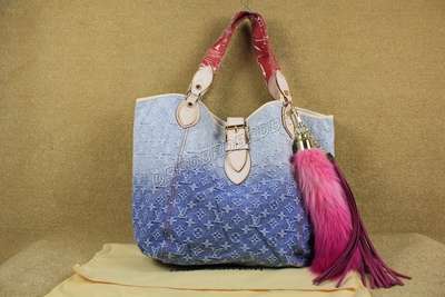 discount louis vuitton handbags monogram denim m40414 blue wholesale