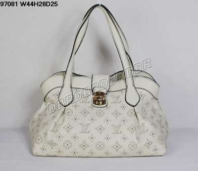 Discount Louis Vuitton Handbags Monogram Mahina 97081 beige white Wholesale