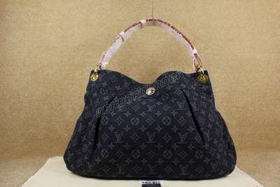 discount louis vuitton handbags monogram denim m40494 black wholesale